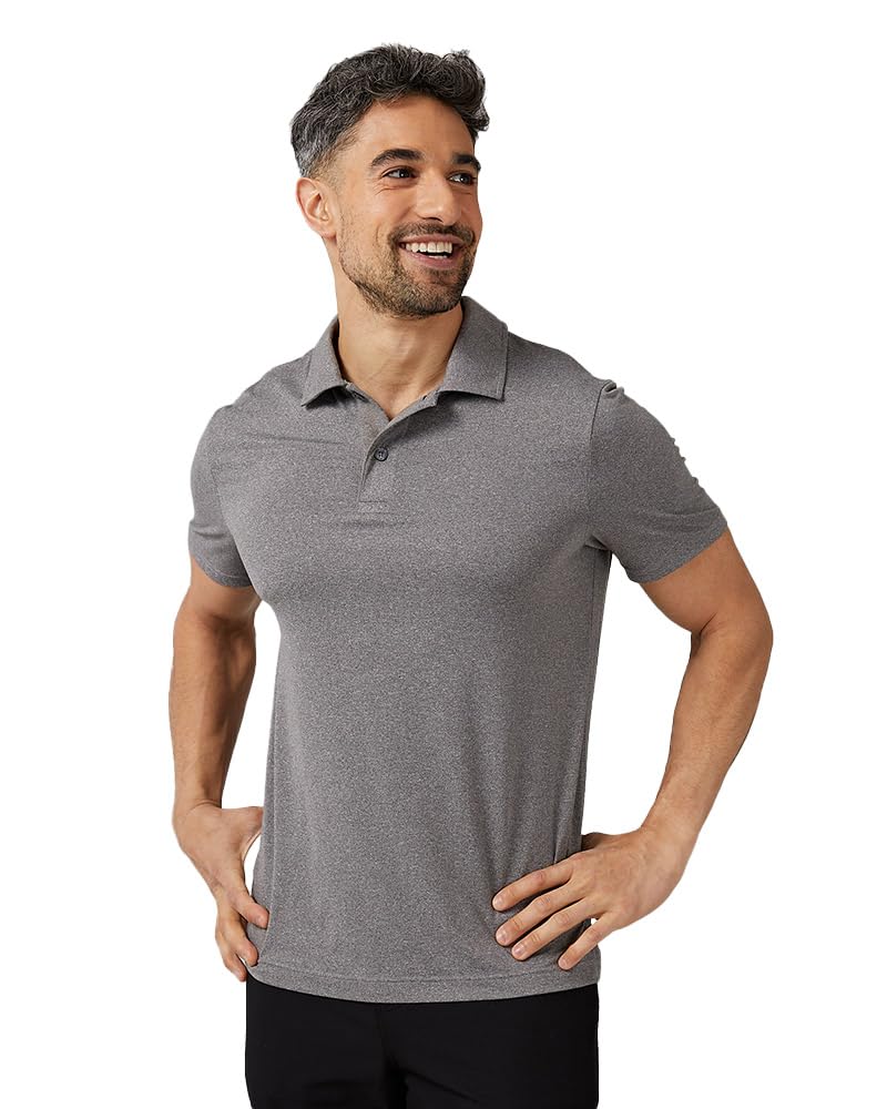 32 Degrees Men's Cool Classic Polo| Slim Fit | Moisture Wicking | 4-Way Stretch |Golf | Tennis, Grey Heather, Large - Image 1